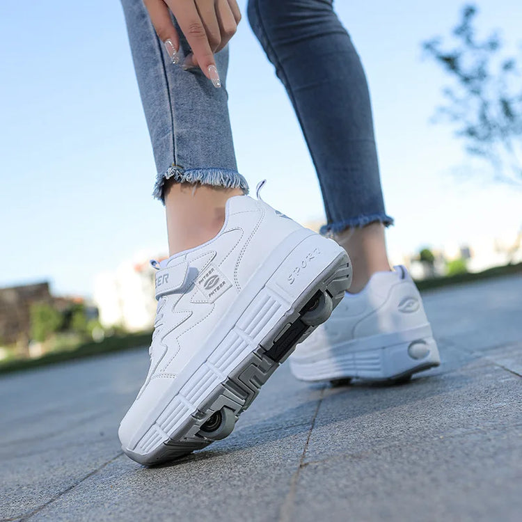 Deformable Walking Shoes Roller Skate Shoes Kids Boys Girls Glowing Wheels Shoes Children Wheels Sneakers Roller Skating Shoes