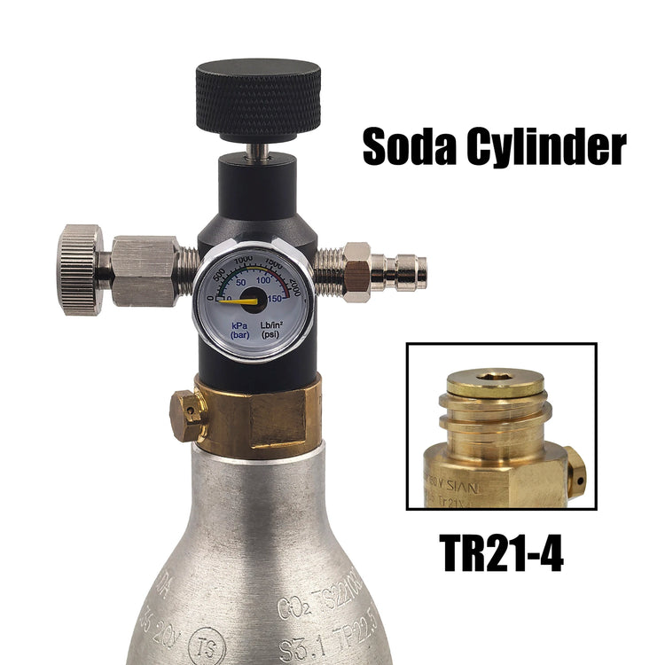 Soda Water Carbon Dioxide Cylinder Bottle Fefill Adapter Fill Station 1Metre/100inches Hose Kit 2000psi/150bar Gauge TR21-4