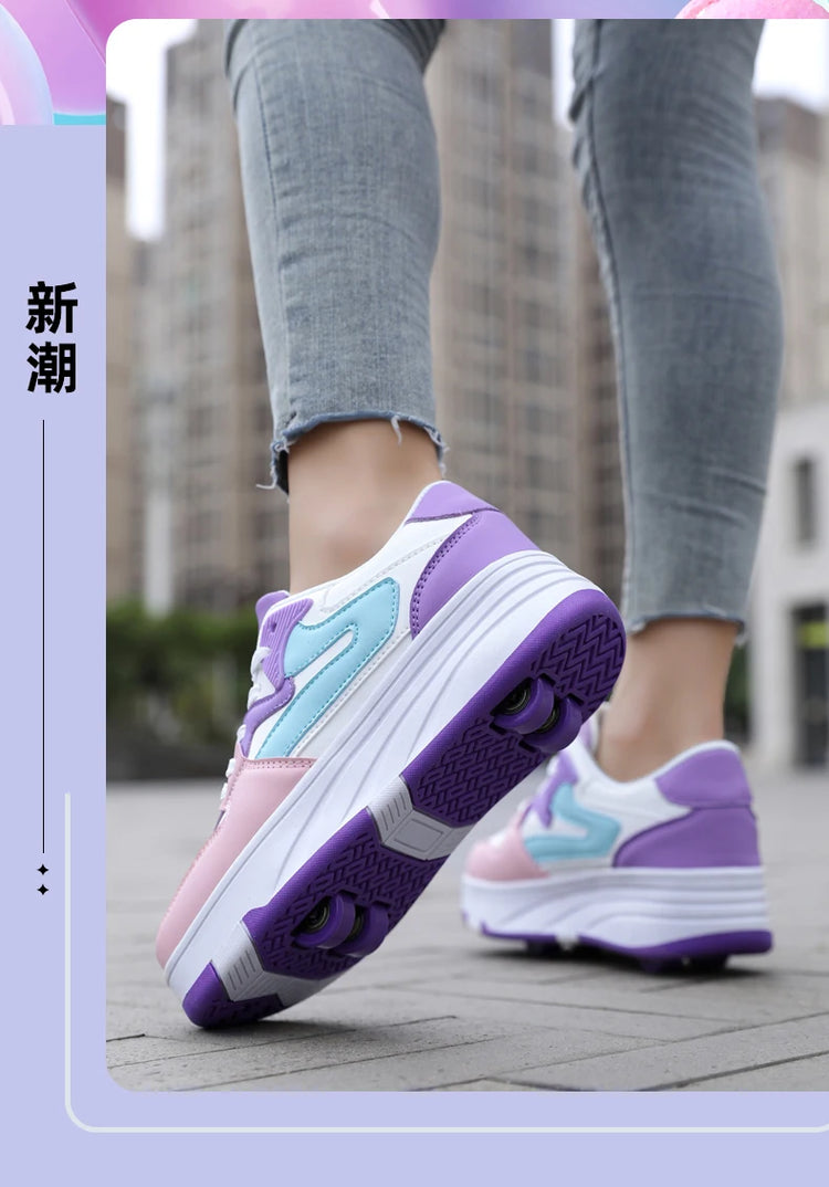 Children's Outdoor Sports Roller Skates Shoes Single Row Wheel kids Sliding Shoes four-Wheel for boys and grils