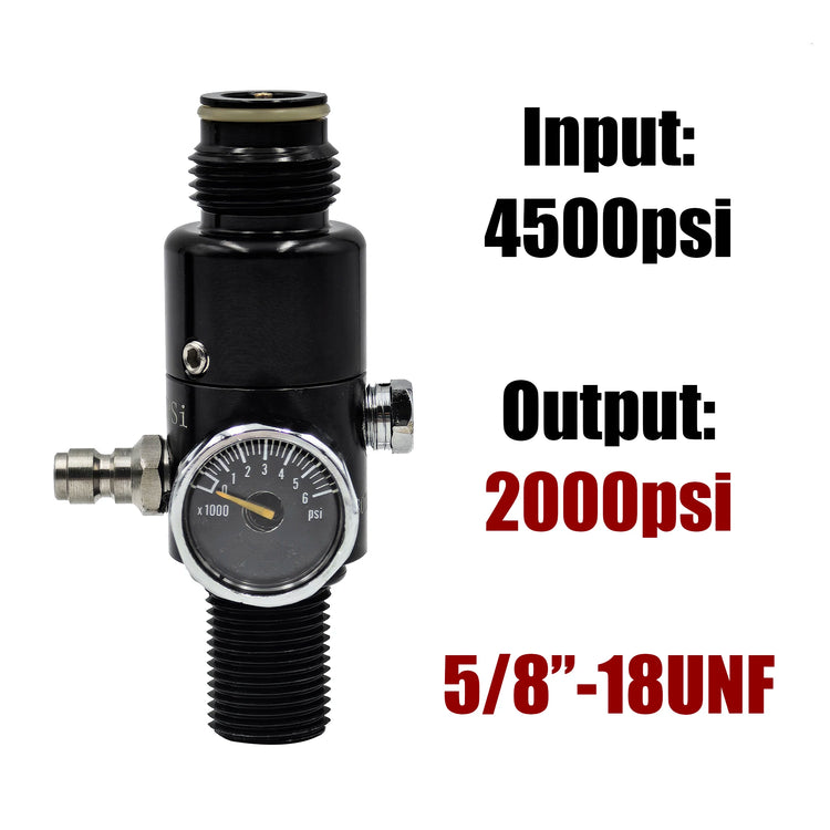 HPA 4500psi Cylinder Air Tank Regulator Valve Threads M18*1.5 or 5/8-18UNF Output 800psi to 3000psi Diving Mountain Climbing