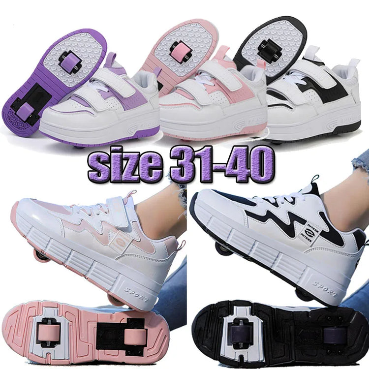 Deformable Walking Shoes Roller Skate Shoes Kids Boys Girls Glowing Wheels Shoes Children Wheels Sneakers Roller Skating Shoes