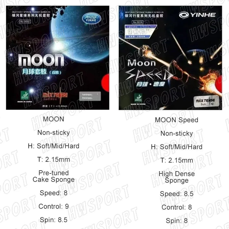 YINHE MOON Table Tennis Rubber Moon Speed Non-sticky Ping Pong Rubber Sheet with High Elastic Sponge