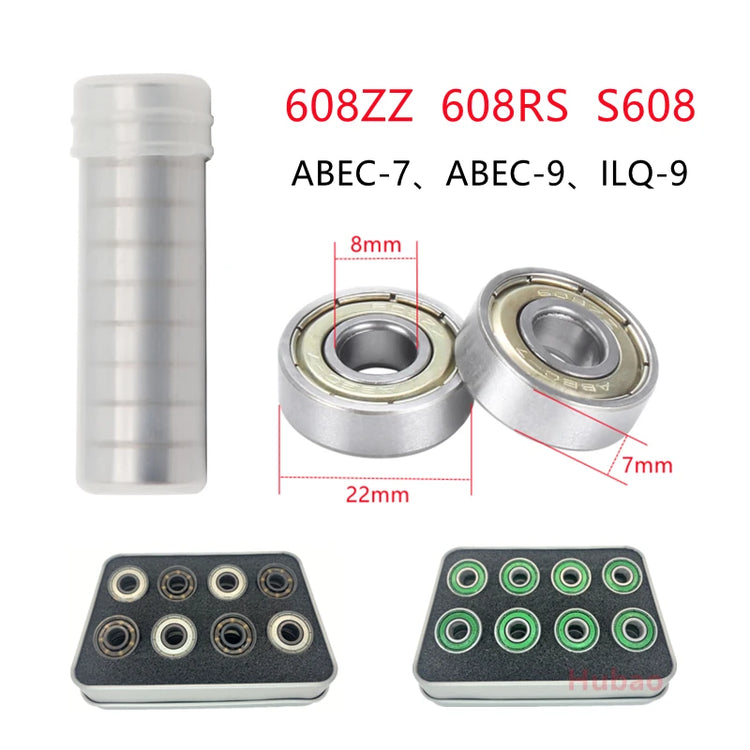 10/16pcs Bearing 608ZZ RS Waterproof Silent Ceramic 8x22x7mm ABEC-9 ILQ-9 Ball Bearing Roller Skate Speed Skate Skateboard