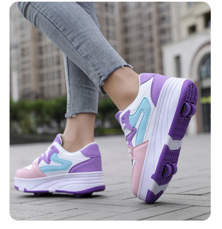 Children's Outdoor Sports Roller Skates Shoes Single Row Wheel kids Sliding Shoes four-Wheel for boys and grils