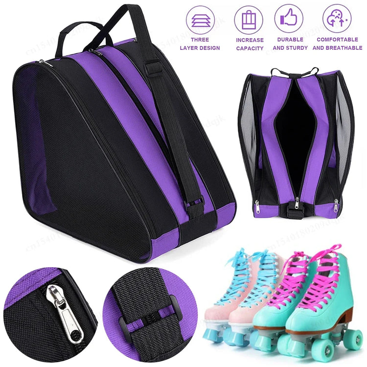 Portable Roller Skates Bag Ice Skating Bag Large Capacity Breathable Kids Inline Skates Bag Skates Storage Bag Skating Shoes Bag