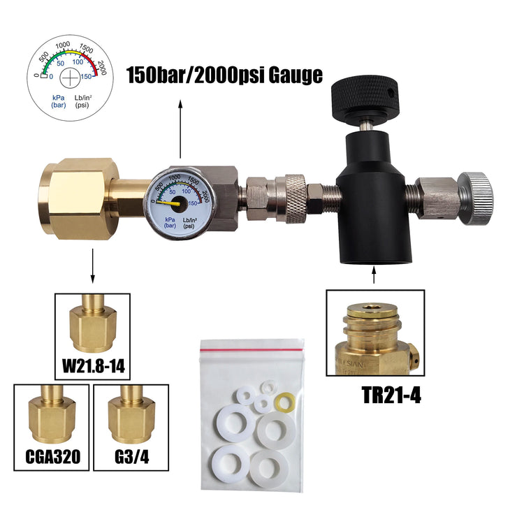 Soda Water Accessory Sparking Water Maker Cylinder Tank CO2 Filling Station Refill Adapter Connector W21.8-14 or G3/4 or CGA320