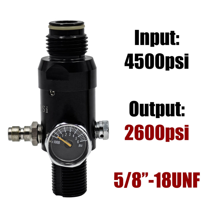 HPA 4500psi Cylinder Air Tank Regulator Valve Threads M18*1.5 or 5/8-18UNF Output 800psi to 3000psi Diving Mountain Climbing