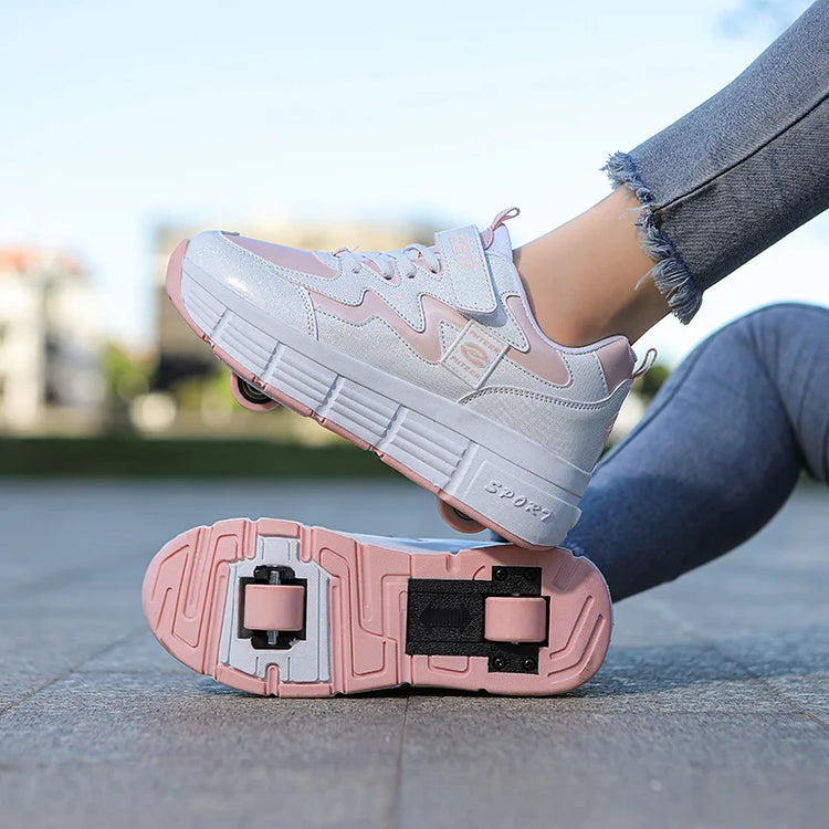 Deformable Walking Shoes Roller Skate Shoes Kids Boys Girls Glowing Wheels Shoes Children Wheels Sneakers Roller Skating Shoes