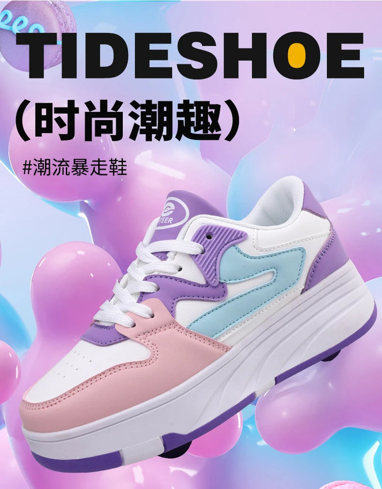 Children's Outdoor Sports Roller Skates Shoes Single Row Wheel kids Sliding Shoes four-Wheel for boys and grils