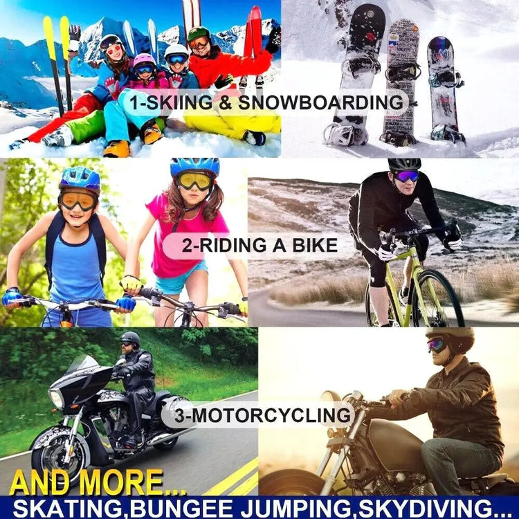 1PC Unisex Skiing Glasses Winter Windproof Goggles Eyewear Ski Dustproof Lens Sunglasses Outdoor Sports Cycling Frame Glasses